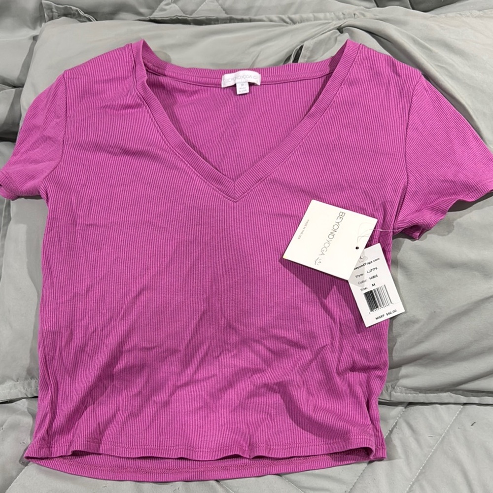 Beyond Yoga Pink Fitted Short Sleeve Tee